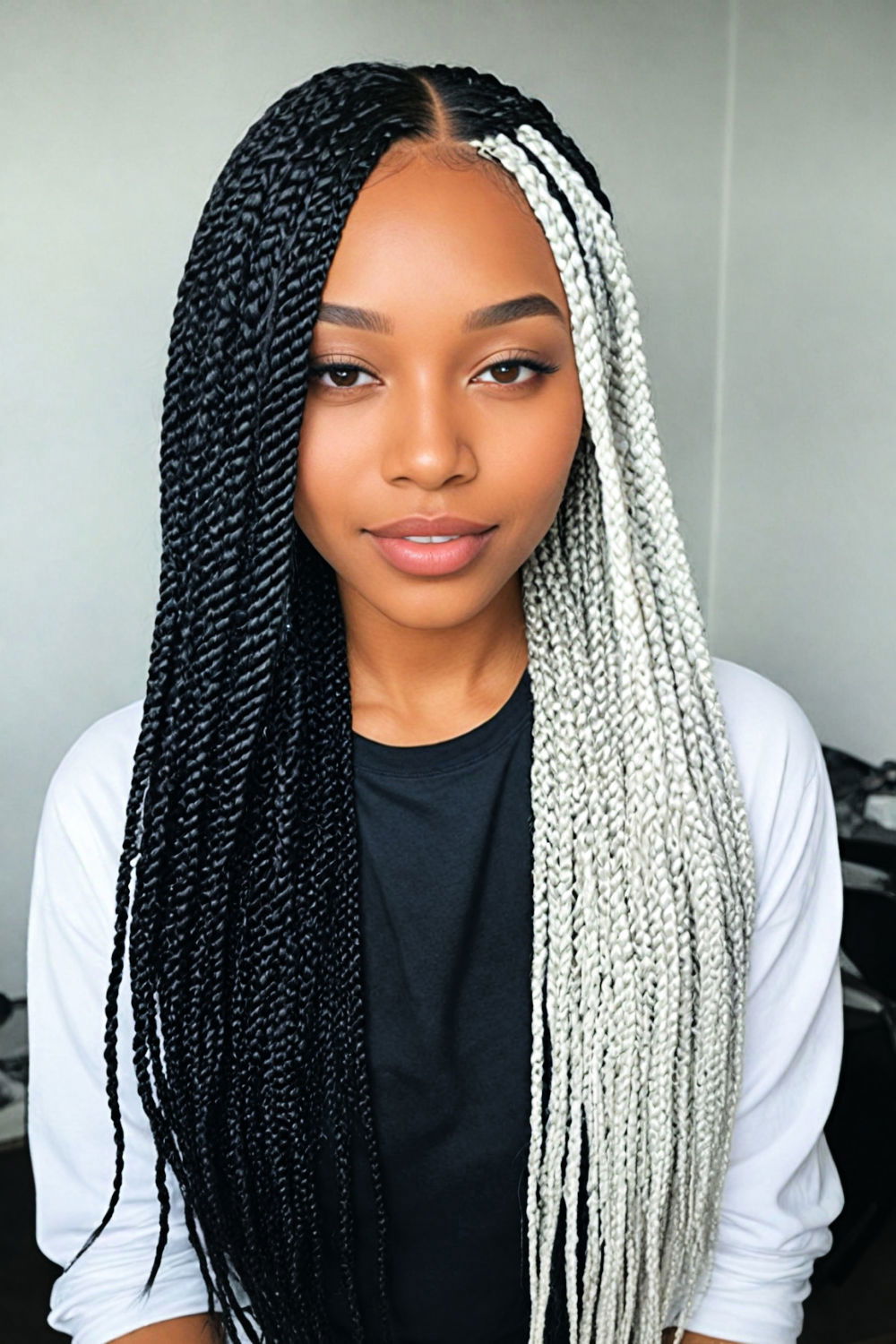 two tone knotless braids