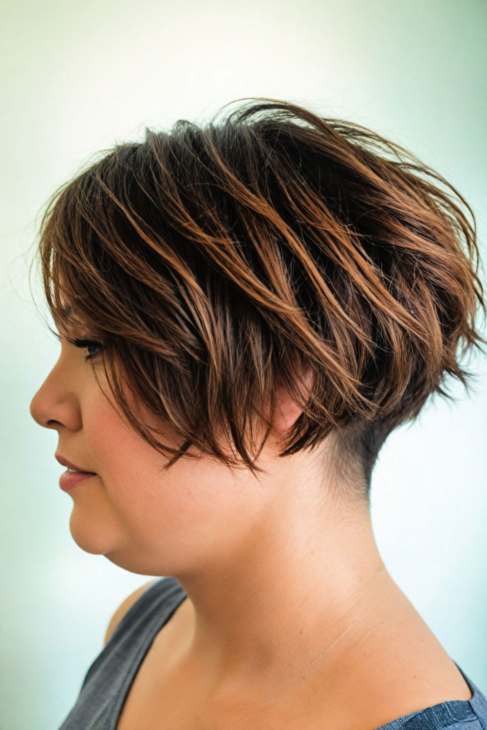 undercut bob for double chin medium length hair