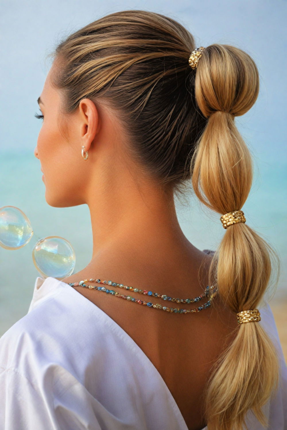 unique and eye catching bubble ponytail style