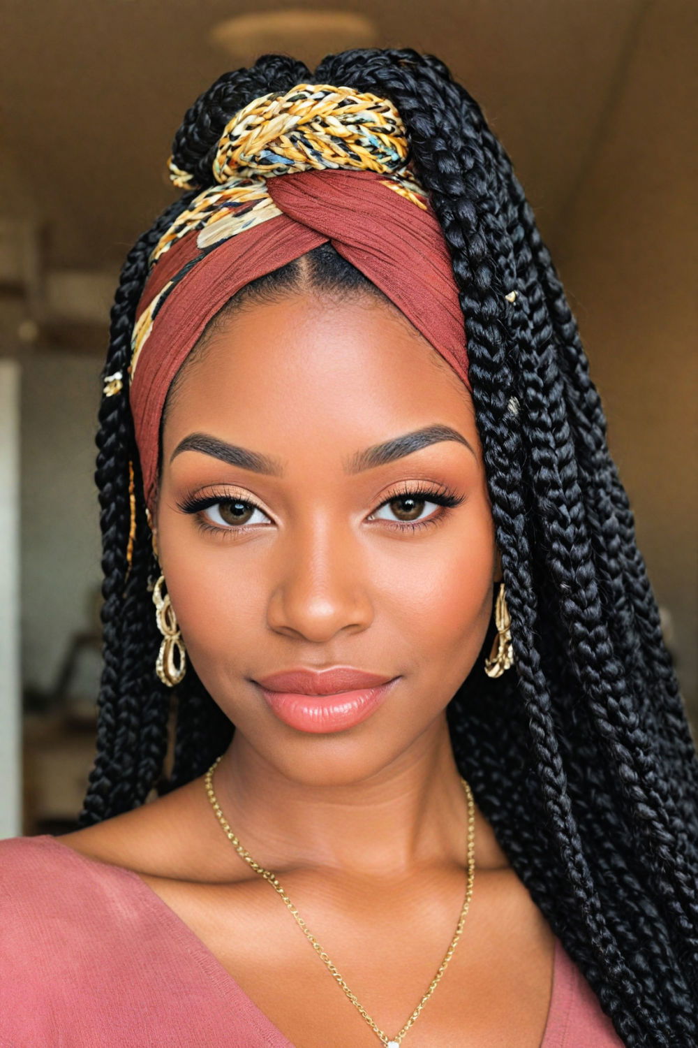 unique box braids with wraps hairstyle