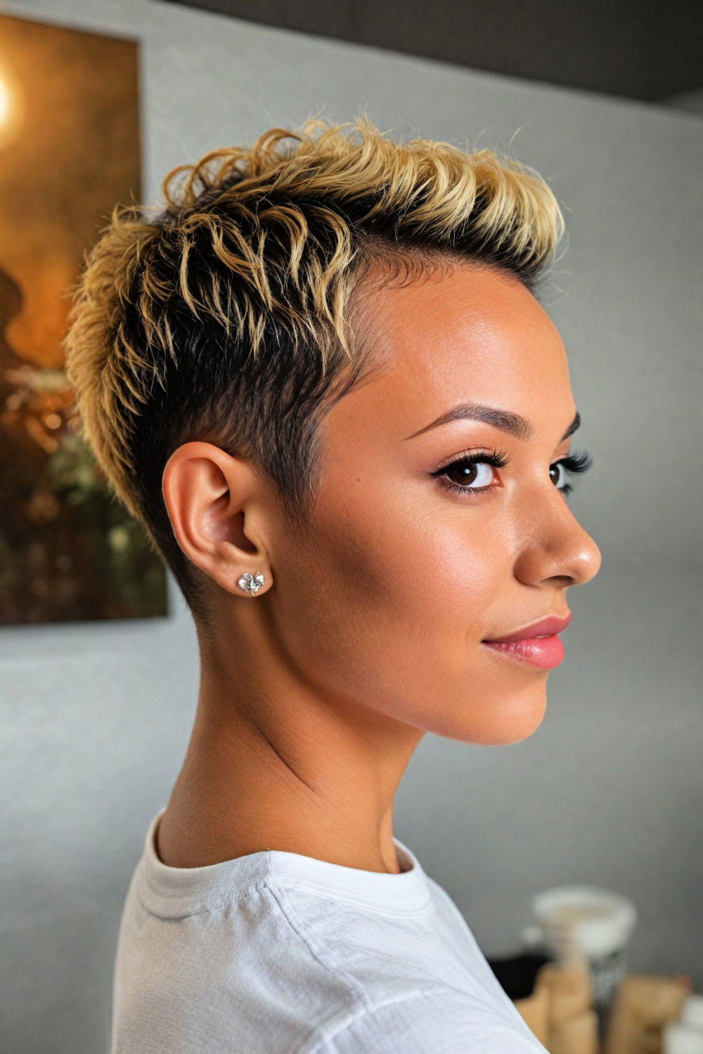 unique mini frohawk relaxed pixie cut