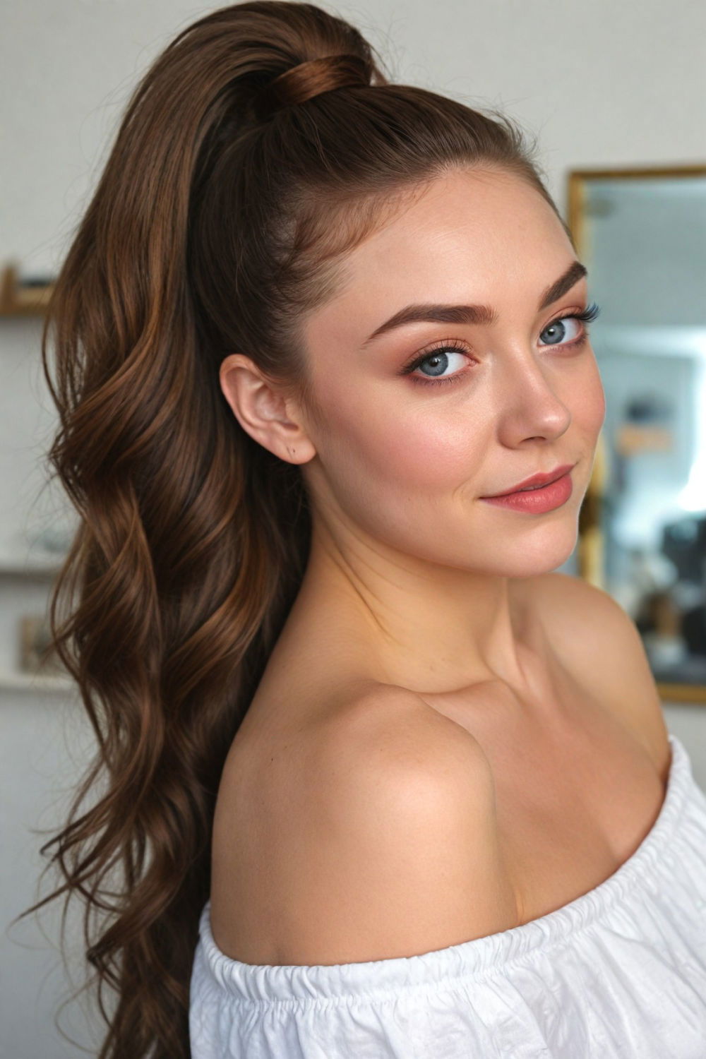 versatile voluminous ponytail hairstyle for birthday outfit