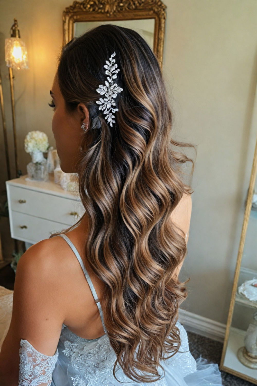 vintage waves with crystal comb hairstyle