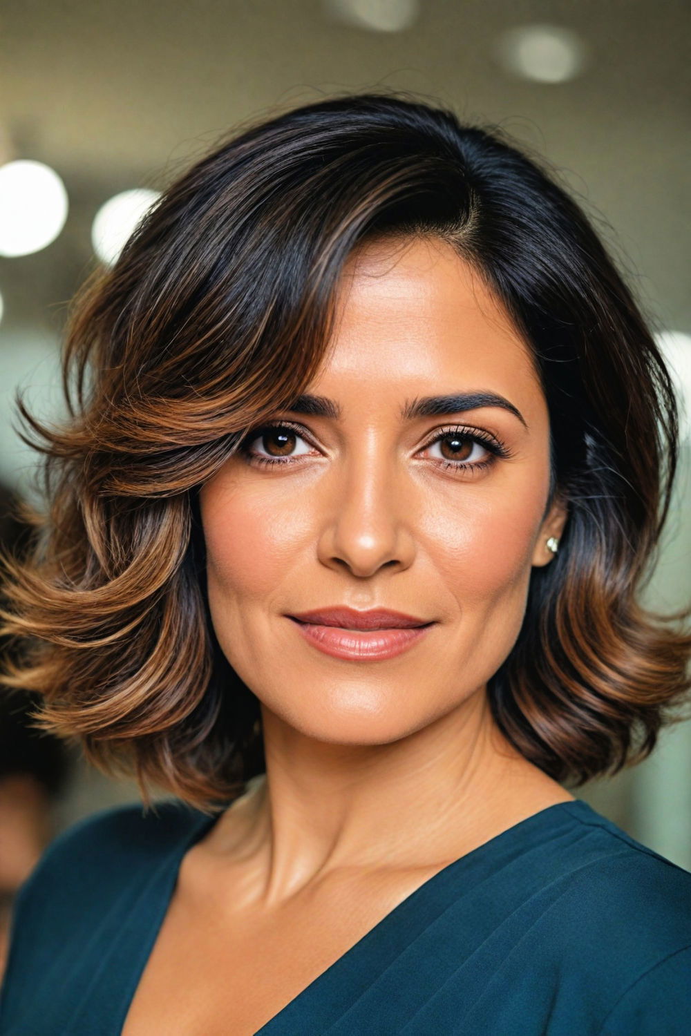 voluminous layered cut short hairstyle for women over 50