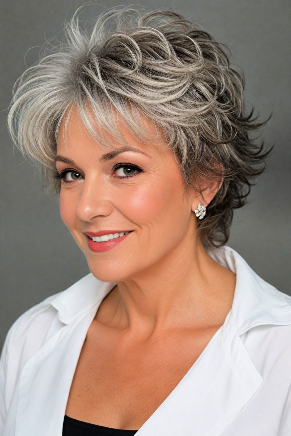 voluminous pixie for women over 60 with round face