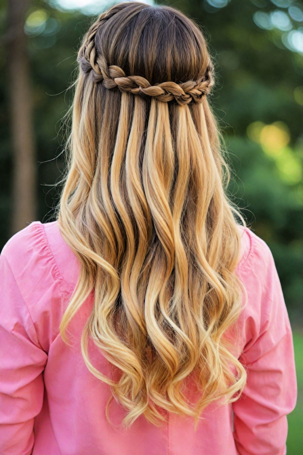 waterfall braid crown hairstyle