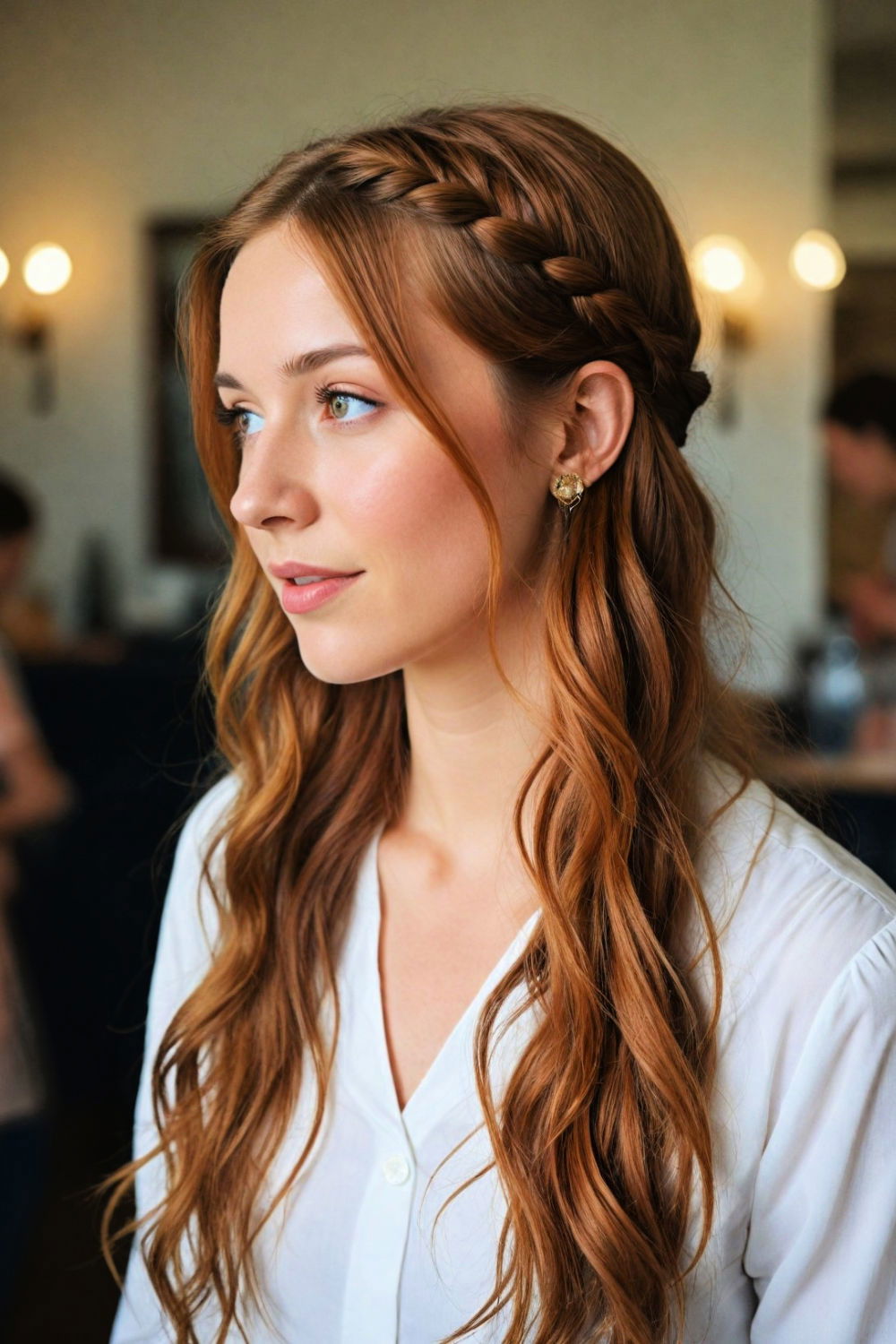 waterfall braid french hairstyle