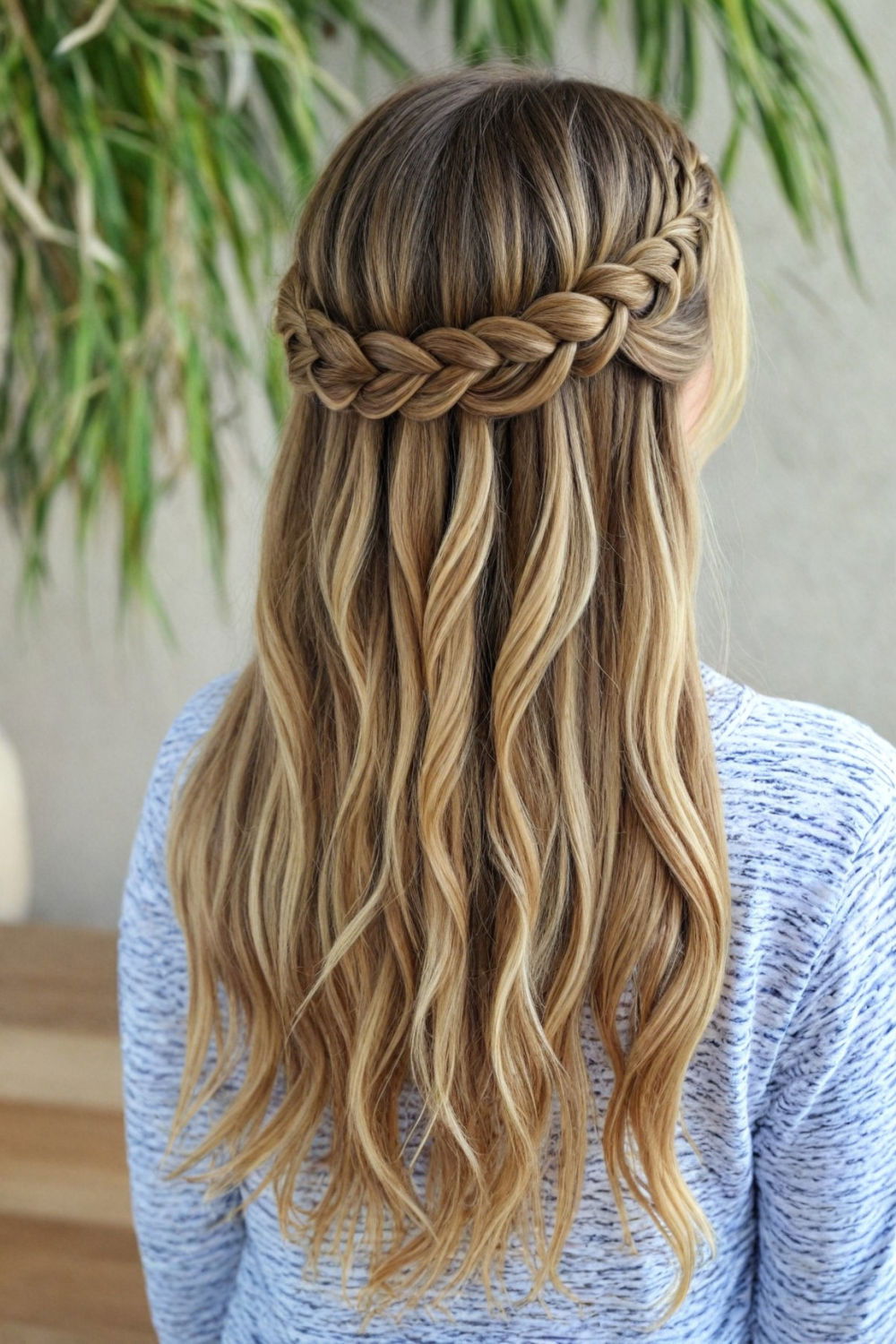 waterfall braid hairstyle for beach