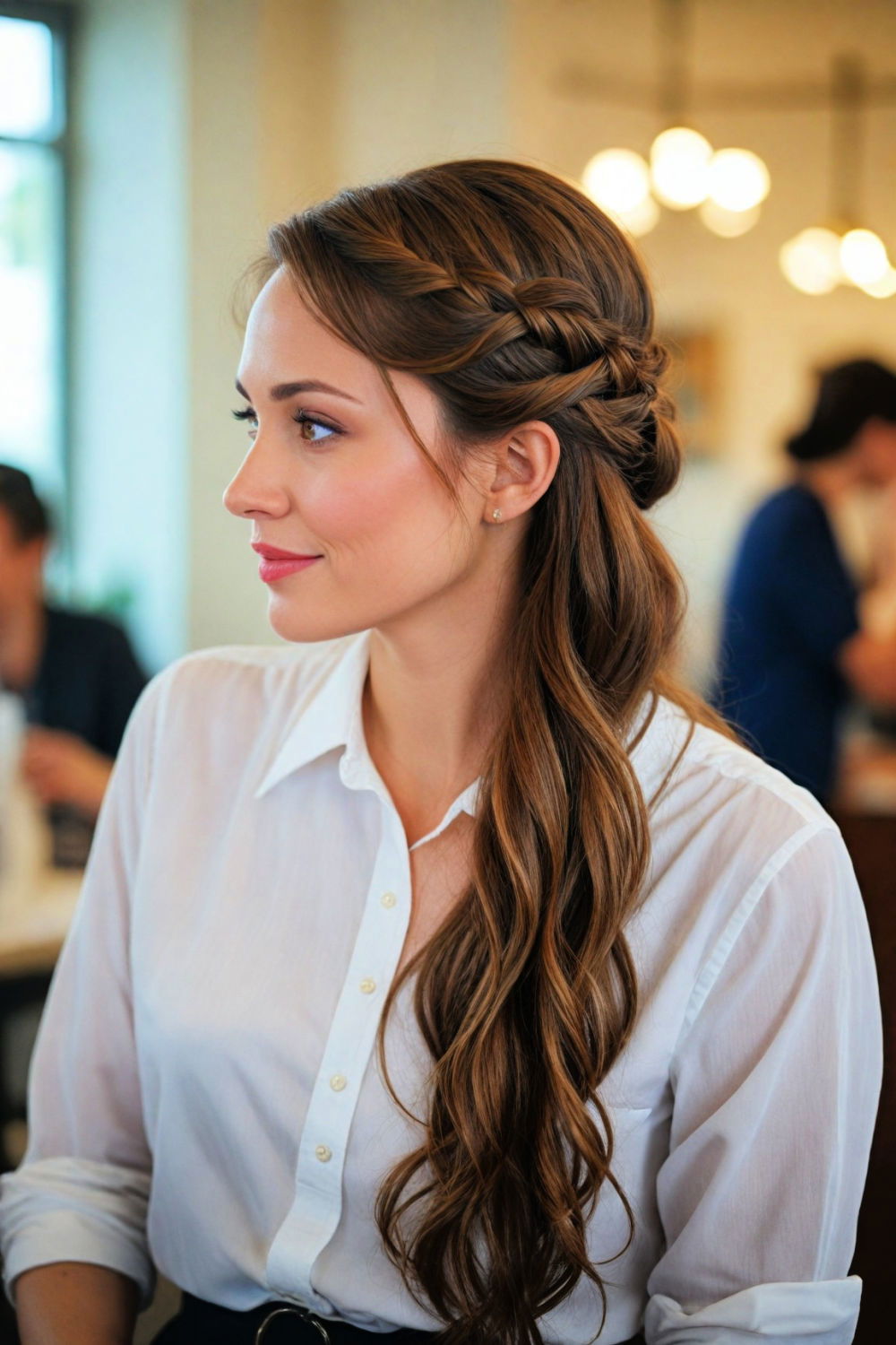 waterfall braid preppy hairstyle for formal occasions