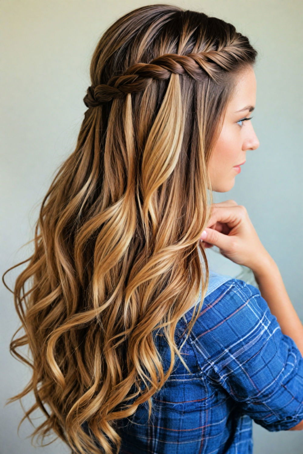 waterfall braid sporty hairstyle