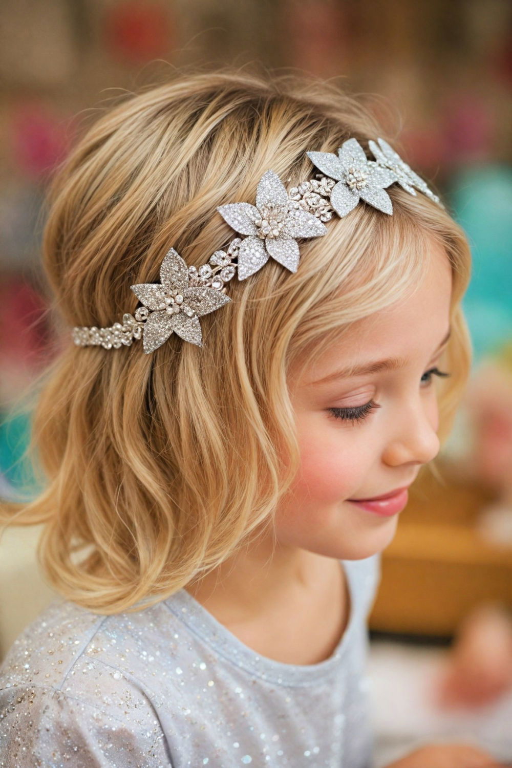 wavy bob with glitter bands hairstyle