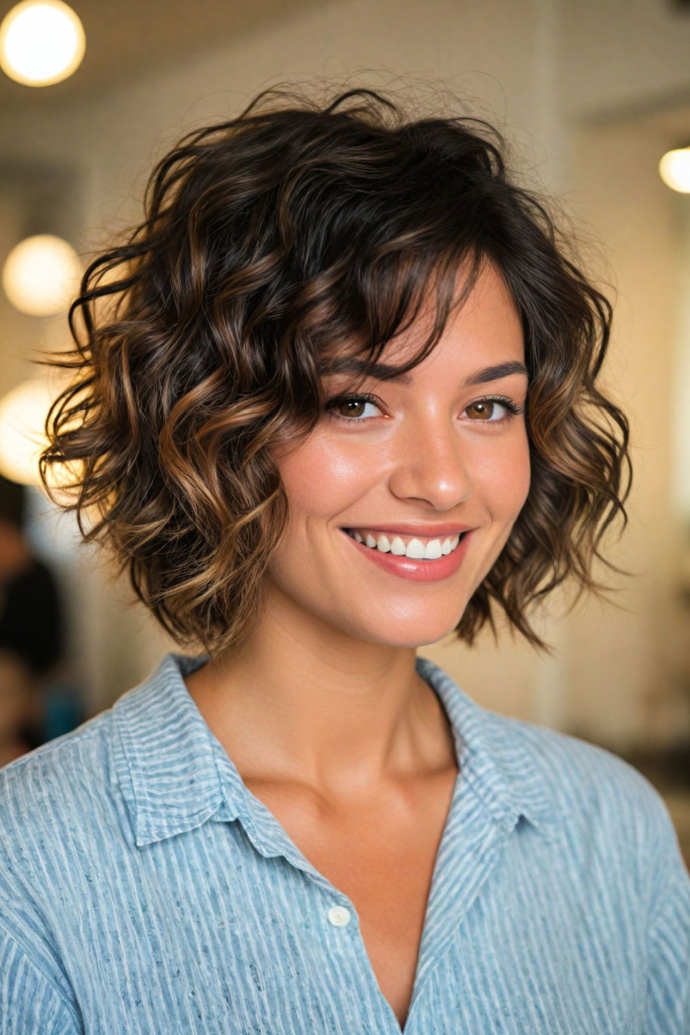 wavy short layers haircut