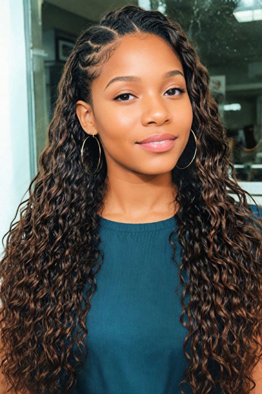 wet look sew in hairstyle