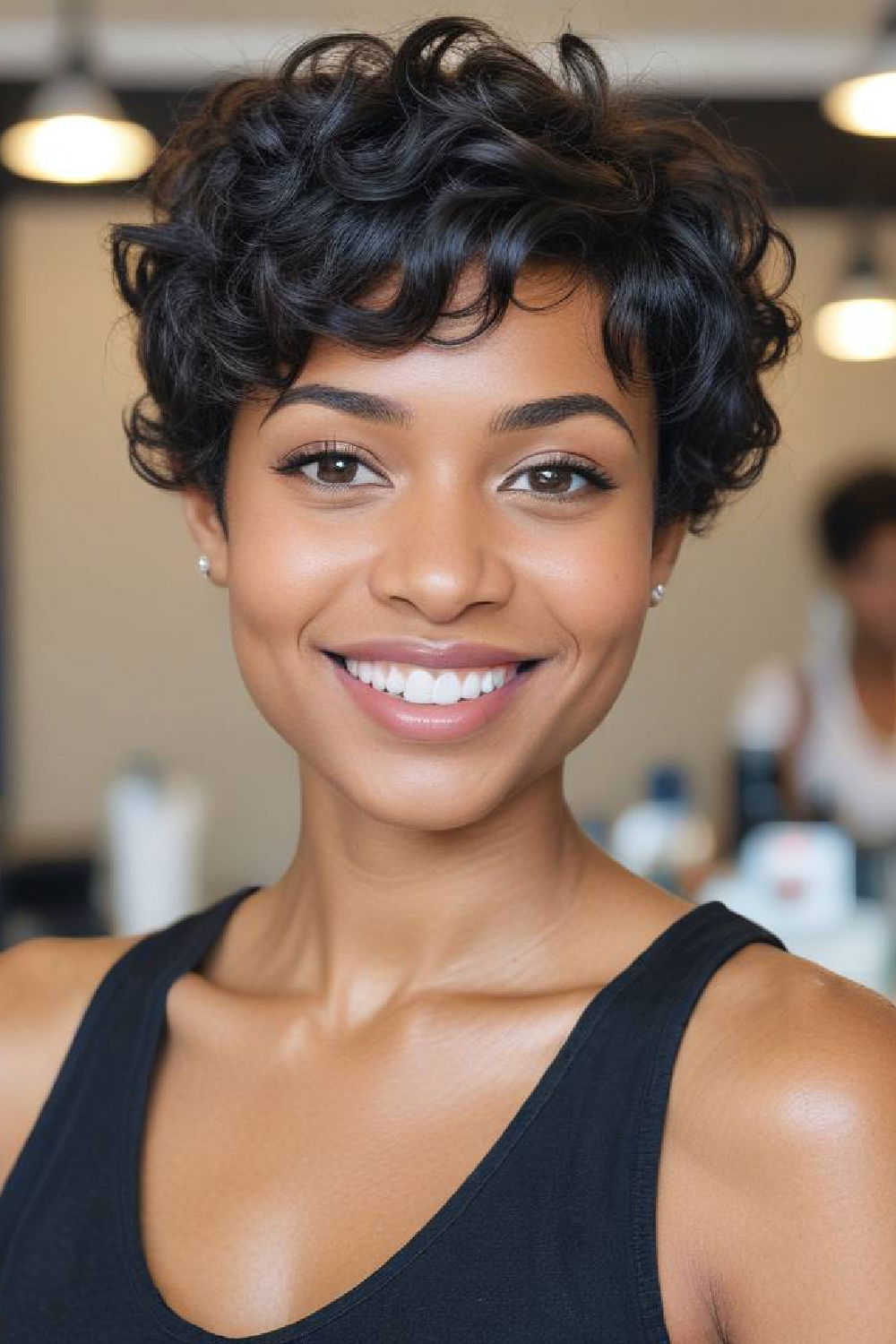 whimsical and classy wavy pixie cut