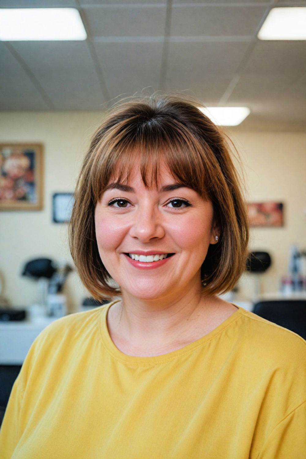 wispy bangs hairstyle for overweight women