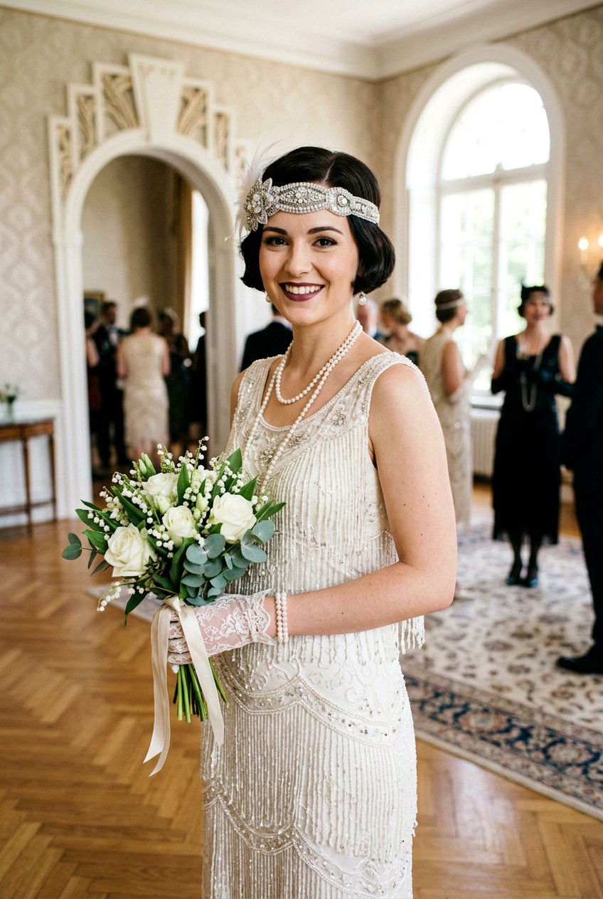 1920s Flapper Bob Bridal Hair - 20 bridal hairstyle for vintage themed wedding - 20 bridal hairstyle for vintage themed wedding
