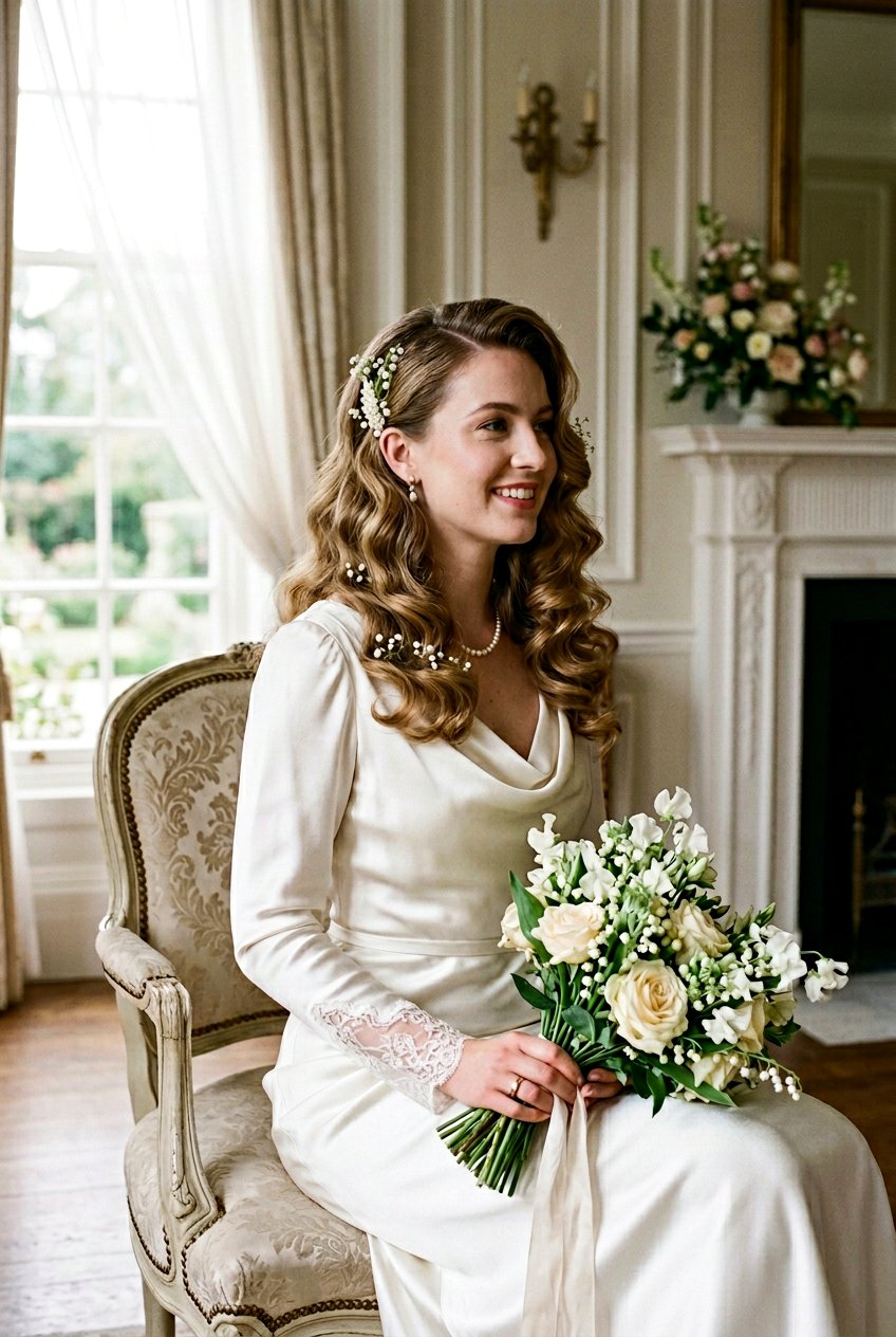 1930s Soft Wavy Bridal Downdo - 20 bridal hairstyle for vintage themed wedding - 20 bridal hairstyle for vintage themed wedding