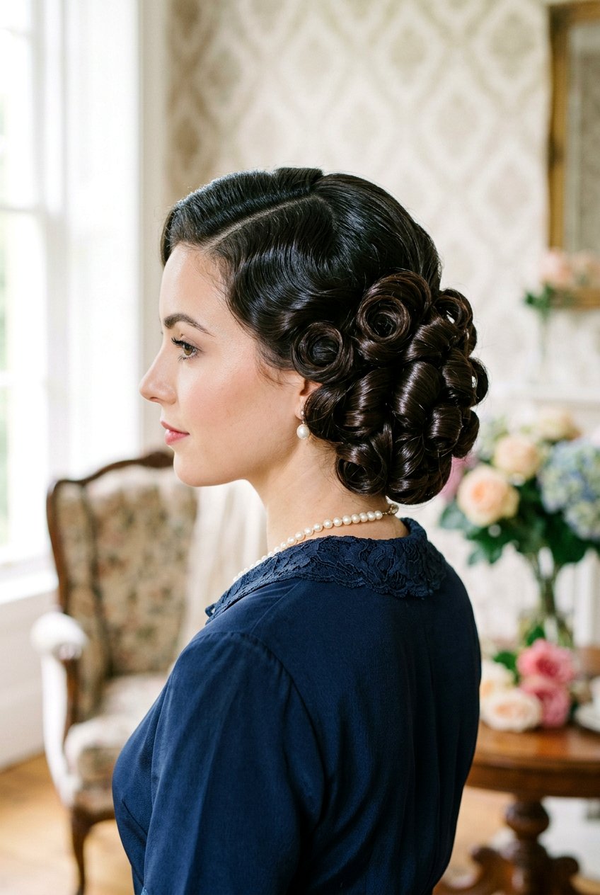 1930s Spiral Curl Updo - 20 vintage updo hairstyle - 20 vintage updo hairstyle