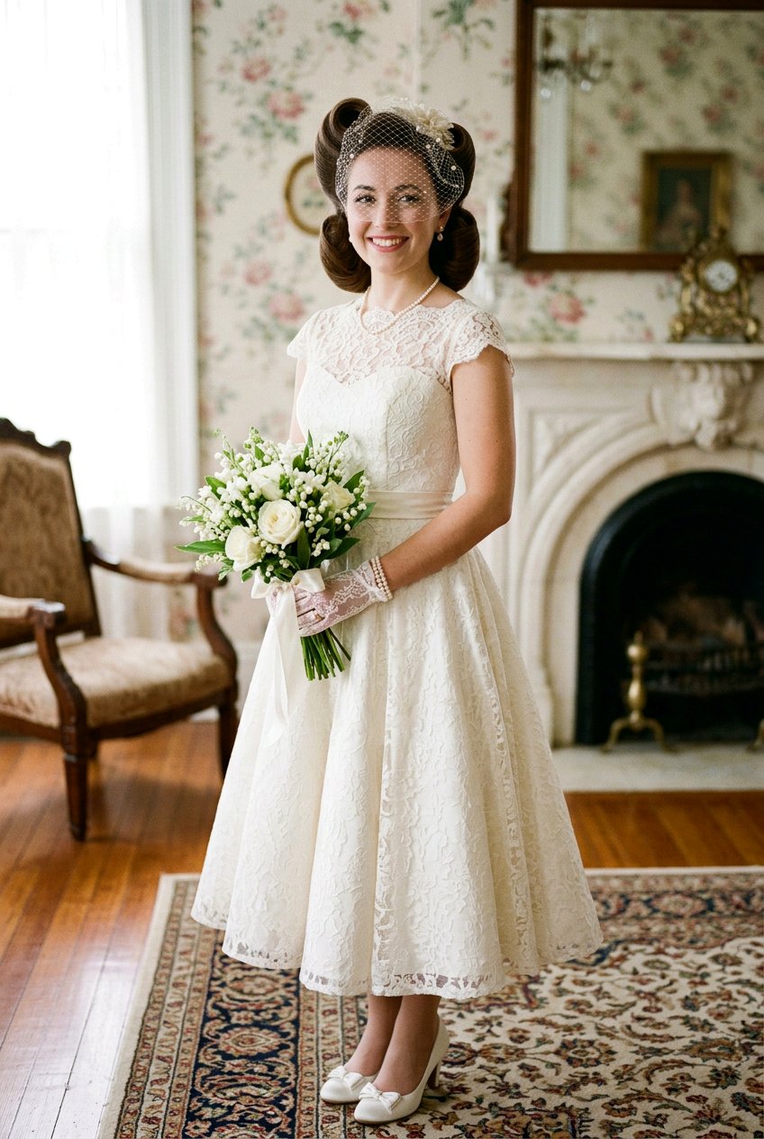 1940s Victory Roll Bridal Hair - 20 bridal hairstyle for vintage themed wedding - 20 bridal hairstyle for vintage themed wedding