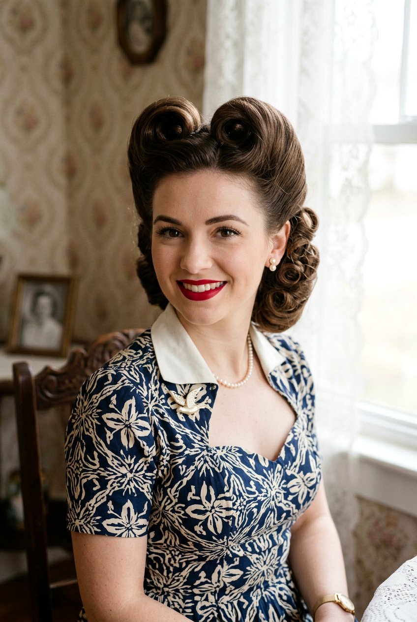 1940s Victory Roll Updo - 20 vintage updo hairstyle - 20 vintage updo hairstyle
