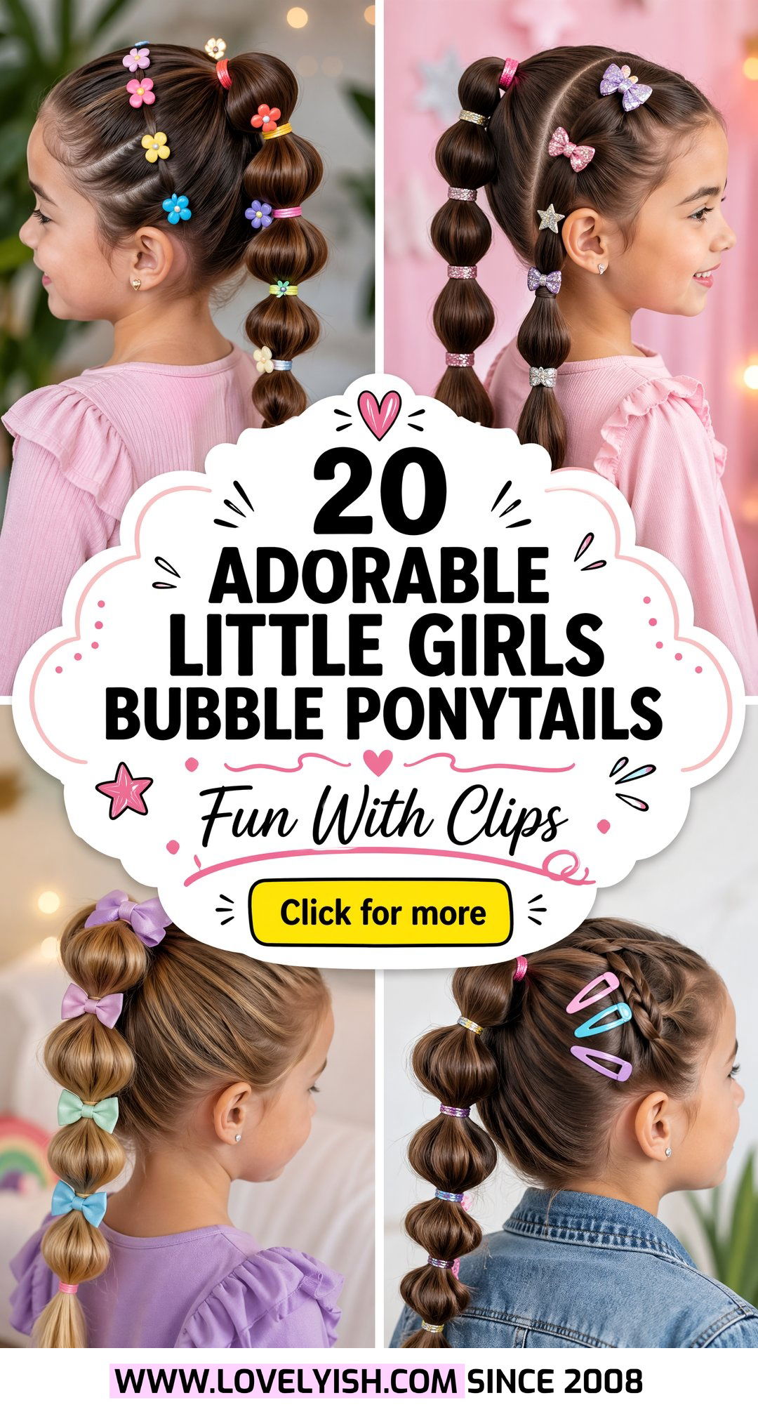 20 Adorable Little Girls Bubble Ponytail With Clips Ideas - 20 Adorable Little Girls Bubble Ponytail With Clips Ideas