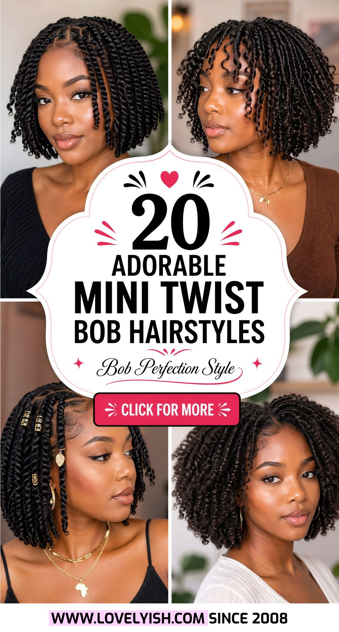 20 Adorable Mini Twist Bob Hairstyle Ideas for Natural Hair - 20 Adorable Mini Twist Bob Hairstyle Ideas for Natural Hair