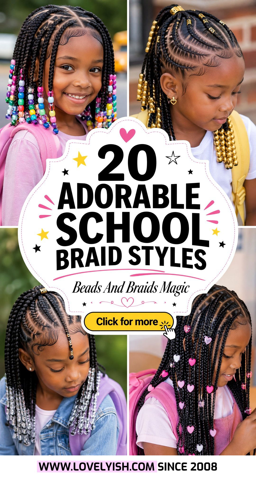 20 Adorable School Braid Styles for Black Girls with Beads - 20 Adorable School Braid Styles for Black Girls with Beads