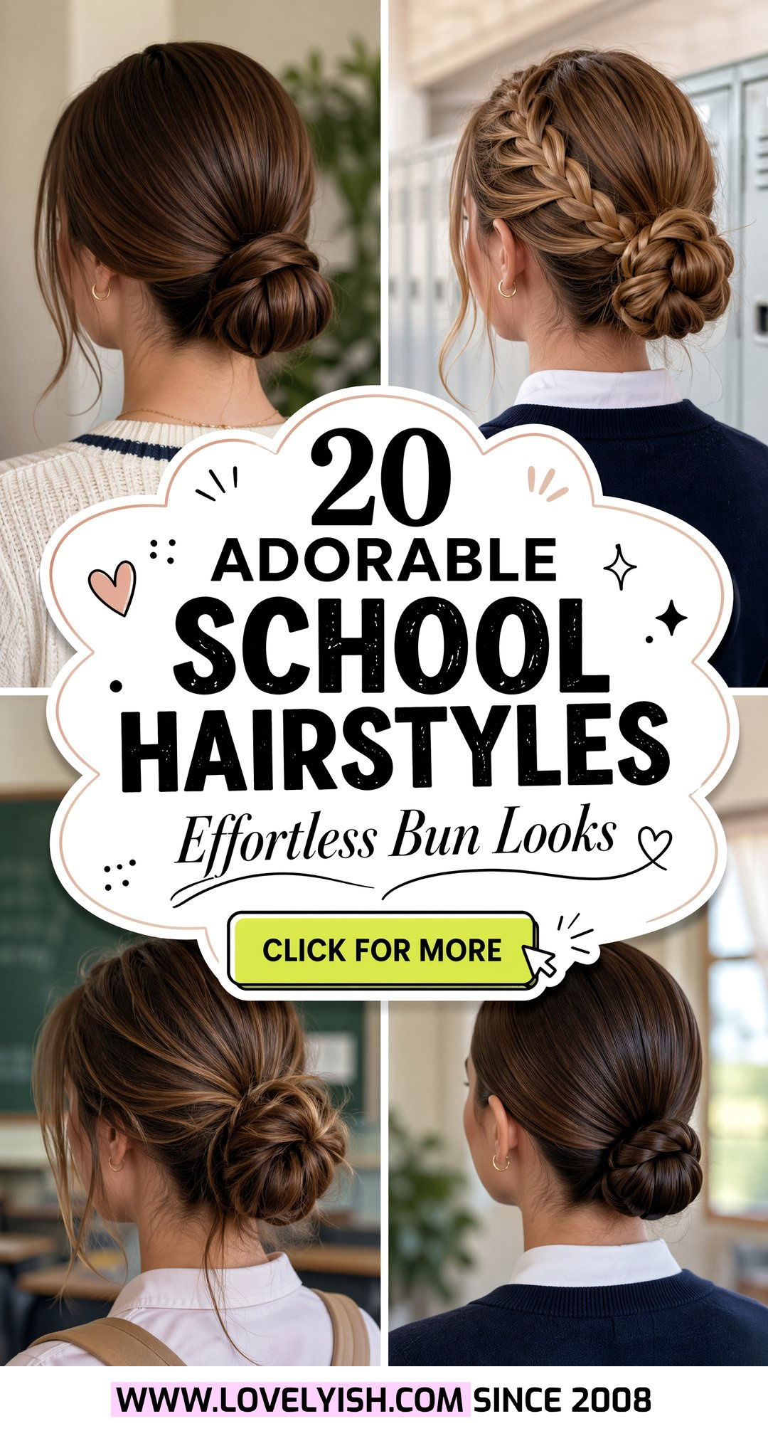 20 Adorable School Hairstyle Ideas Featuring a Low Bun - 20 Adorable School Hairstyle Ideas Featuring a Low Bun