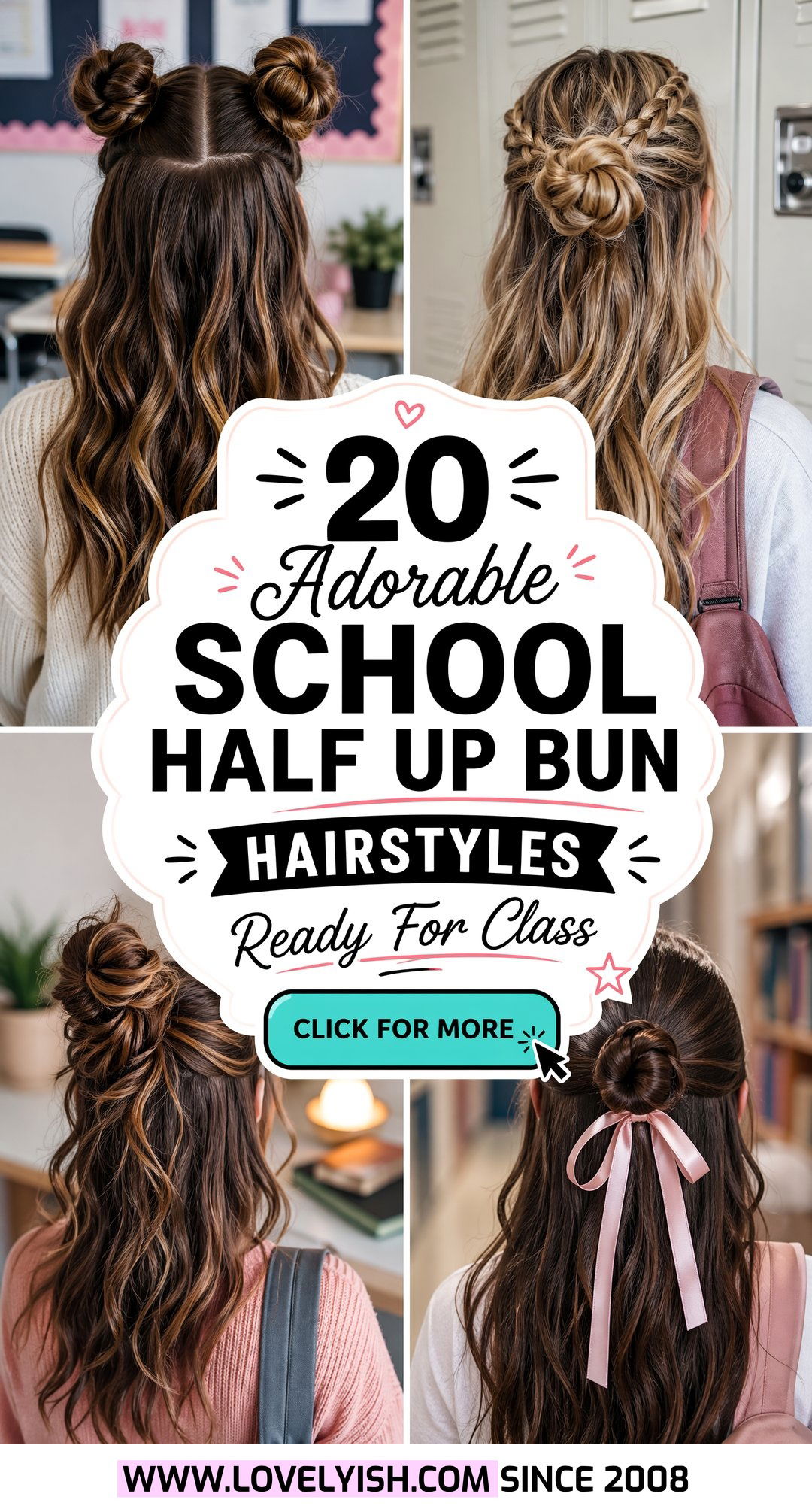 20 Adorable School Half Up Bun Hairstyle Ideas for Girls - 20 Adorable School Half Up Bun Hairstyle Ideas for Girls