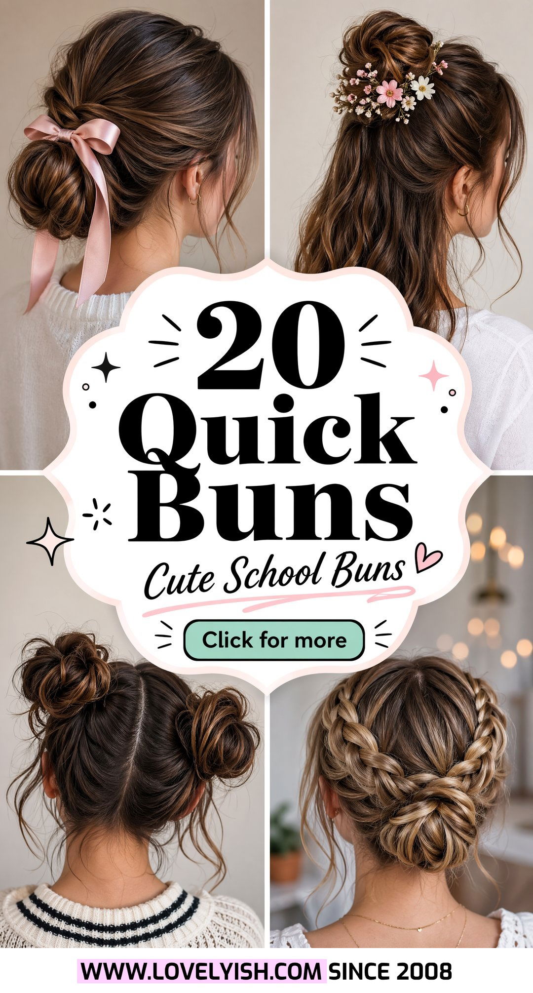 20 Adorable and Quick Bun Ideas for School Girls to Rock Now - 20 Adorable & Quick Bun Ideas for School Girls to Rock Now
