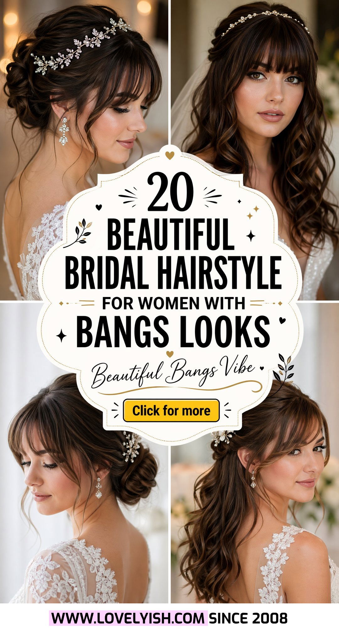 20 Beautiful Bridal Hairstyle For Women With Bangs Looks - 20 Beautiful Bridal Hairstyle For Women With Bangs Looks
