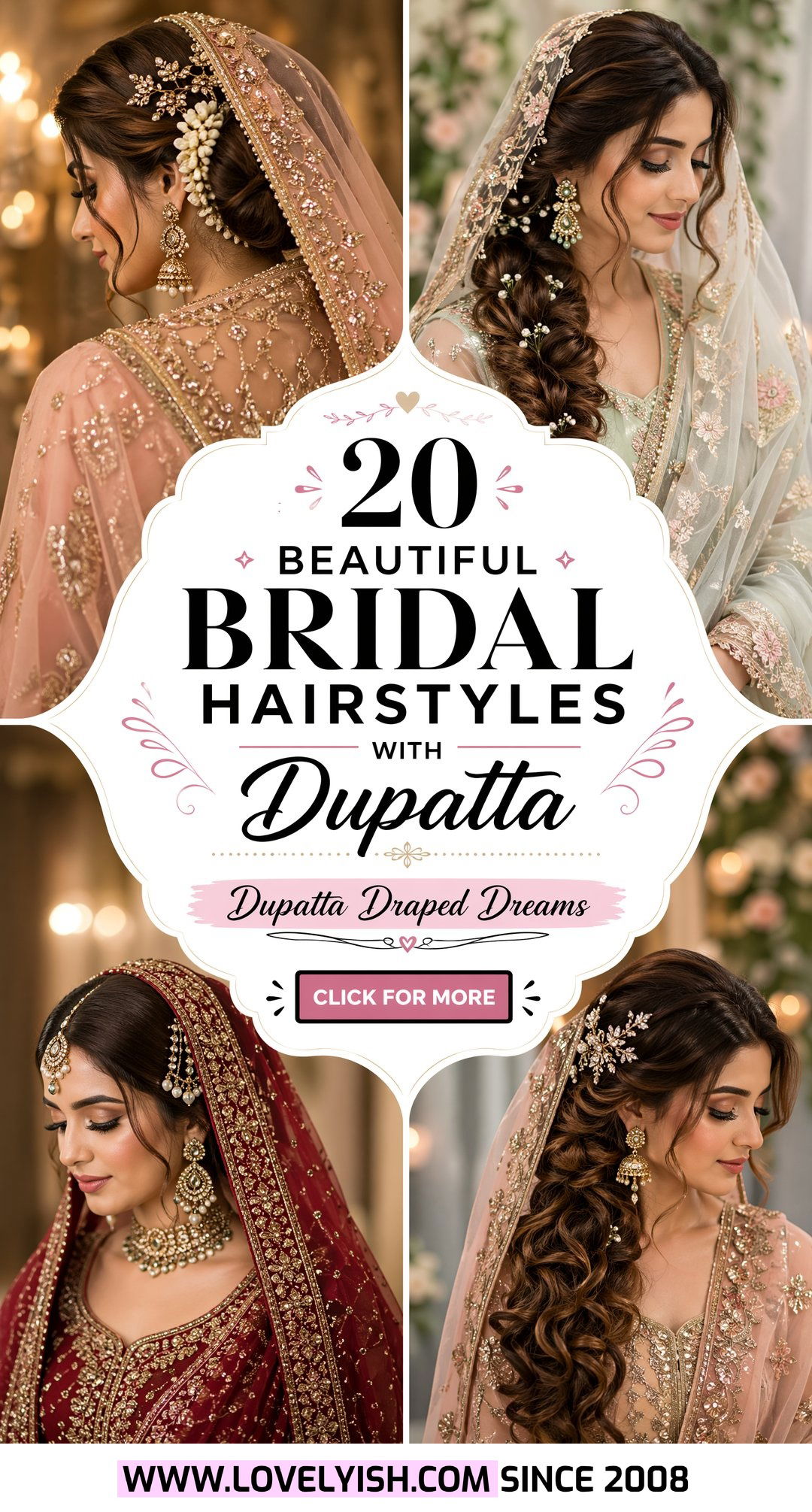 20 Beautiful Bridal Hairstyles with Dupatta Inspiration - 20 Beautiful Bridal Hairstyles with Dupatta Inspiration