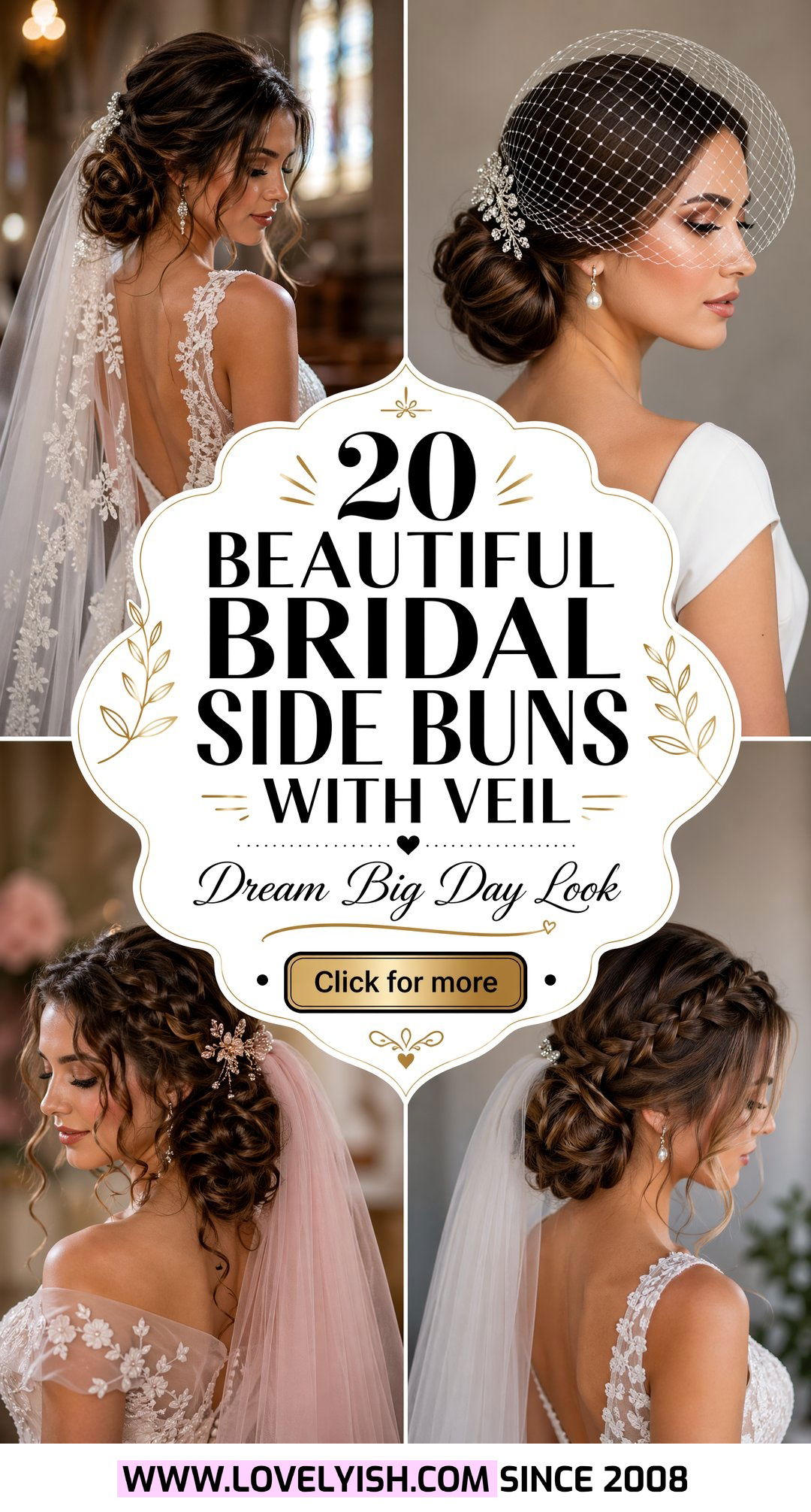 20 Beautiful Bridal Side Bun With Veil Ideas For Your Big Day - 20 Beautiful Bridal Side Bun With Veil Ideas For Your Big Day