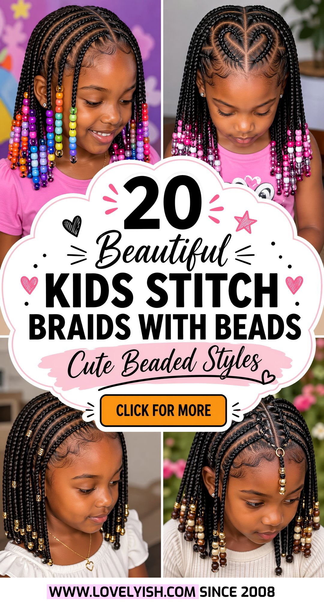 20 Beautiful Kids Stitch Braids With Beads For Your Child - 20 Beautiful Kids Stitch Braids With Beads For Your Child