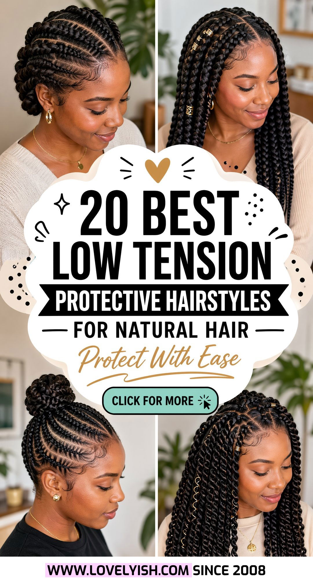 20 Best Low Tension Protective Hairstyles for Natural Hair - 20 Best Low Tension Protective Hairstyles for Natural Hair