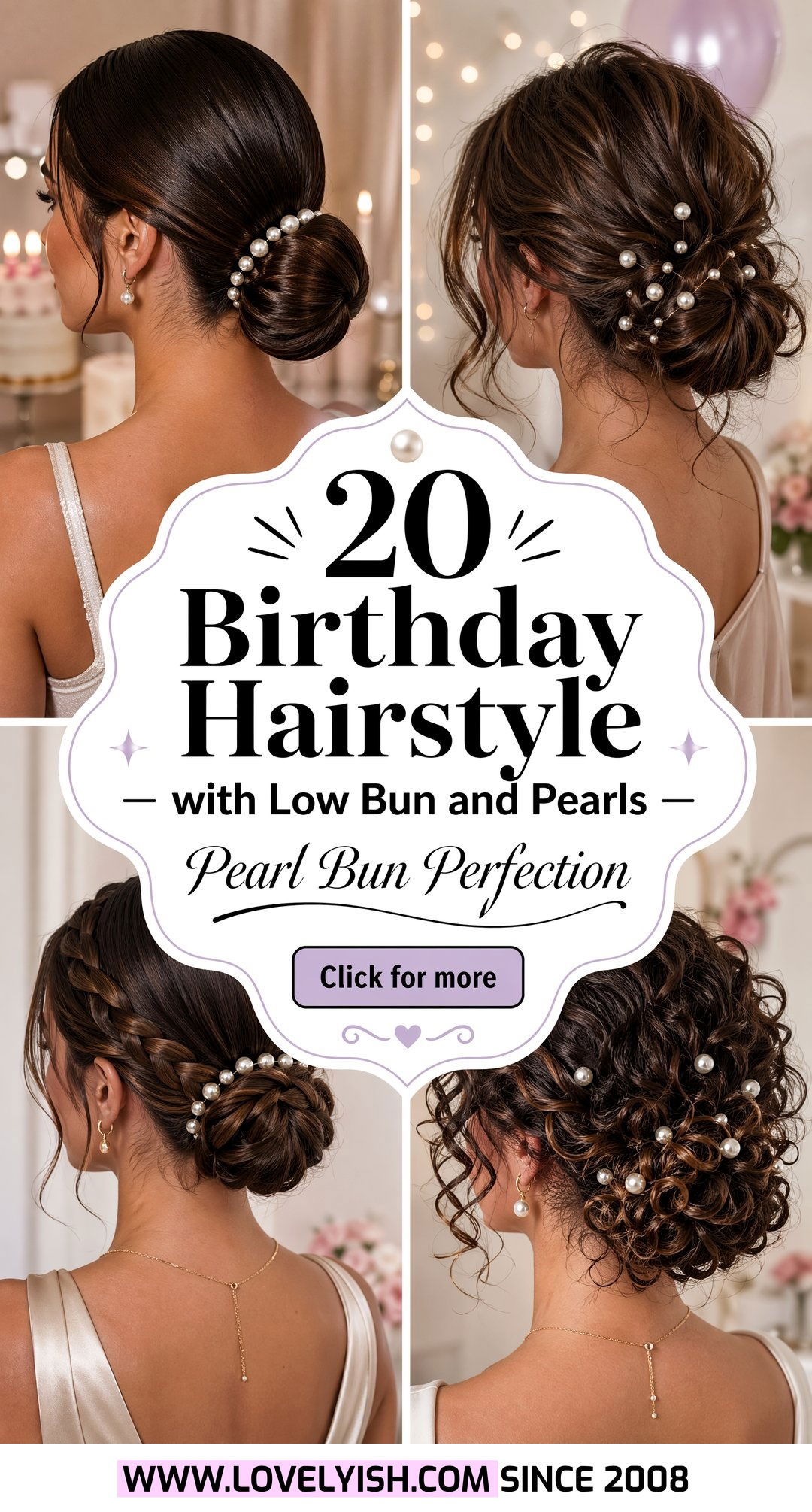20 Birthday Hairstyle with Low Bun and Pearls to Adore - 20 Birthday Hairstyle with Low Bun and Pearls to Adore