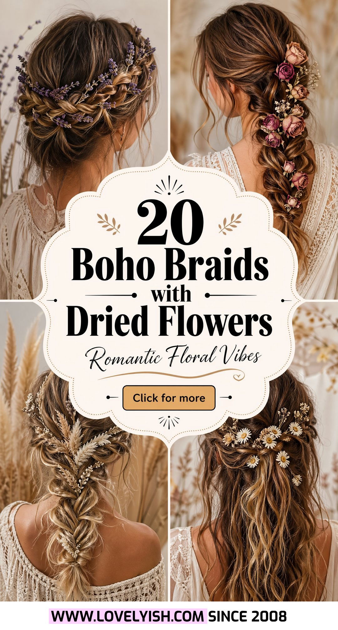 20 Boho Braid with Dried Flowers Ideas for a Romantic Look - 20 Boho Braid with Dried Flowers Ideas for a Romantic Look