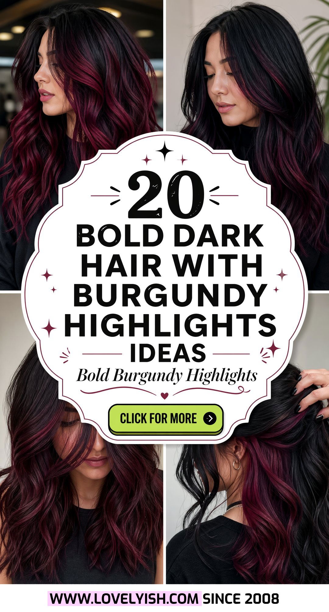 20 Bold Dark Hair With Burgundy Highlights for a New Look - 20 Bold Dark Hair With Burgundy Highlights for a New Look