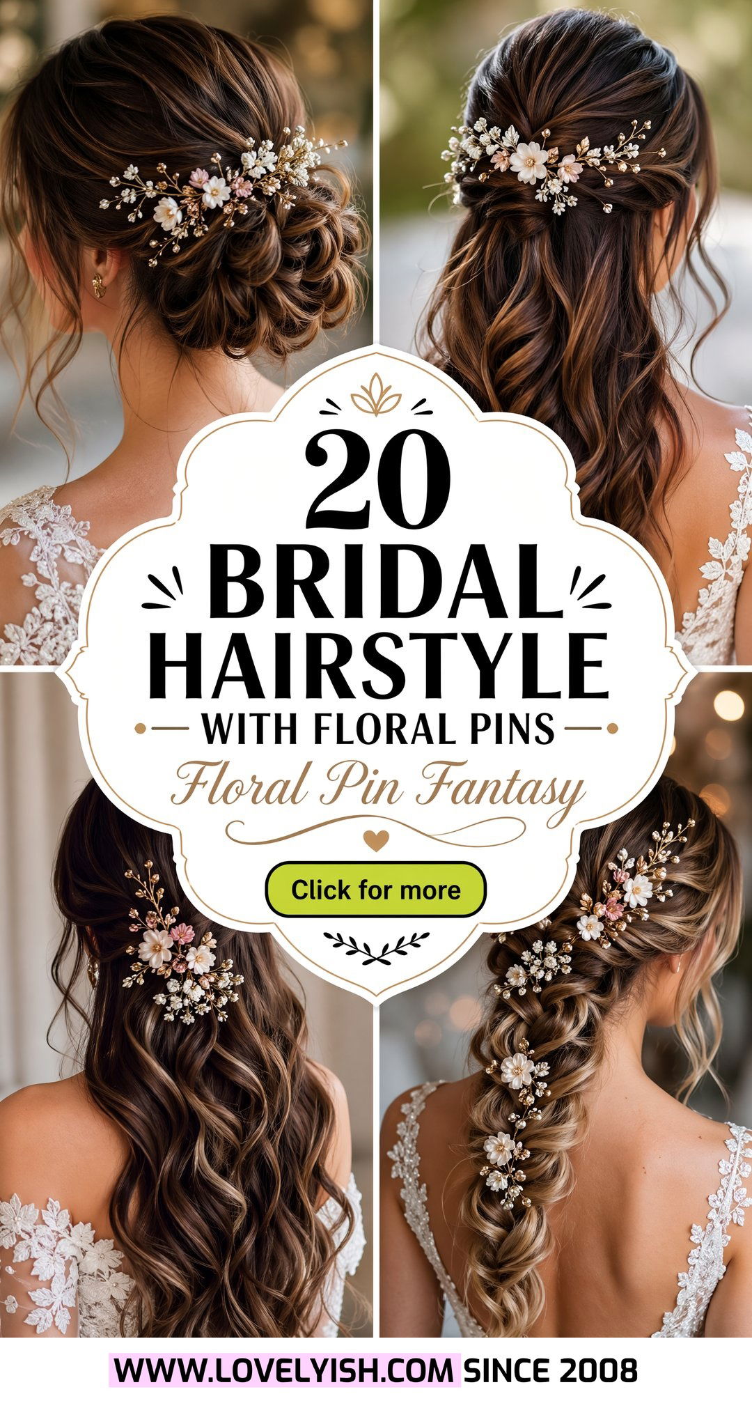 20 Bridal Hairstyle With Floral Pins For Your Big Day - 20 Bridal Hairstyle With Floral Pins For Your Big Day