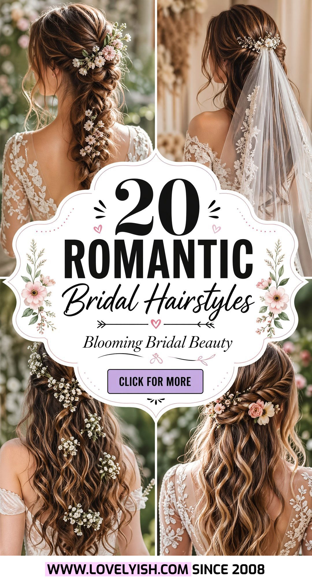 20 Bridal Hairstyle for Veil and Flowers Romantic Looks - 20 Bridal Hairstyle for Veil and Flowers: Romantic Looks