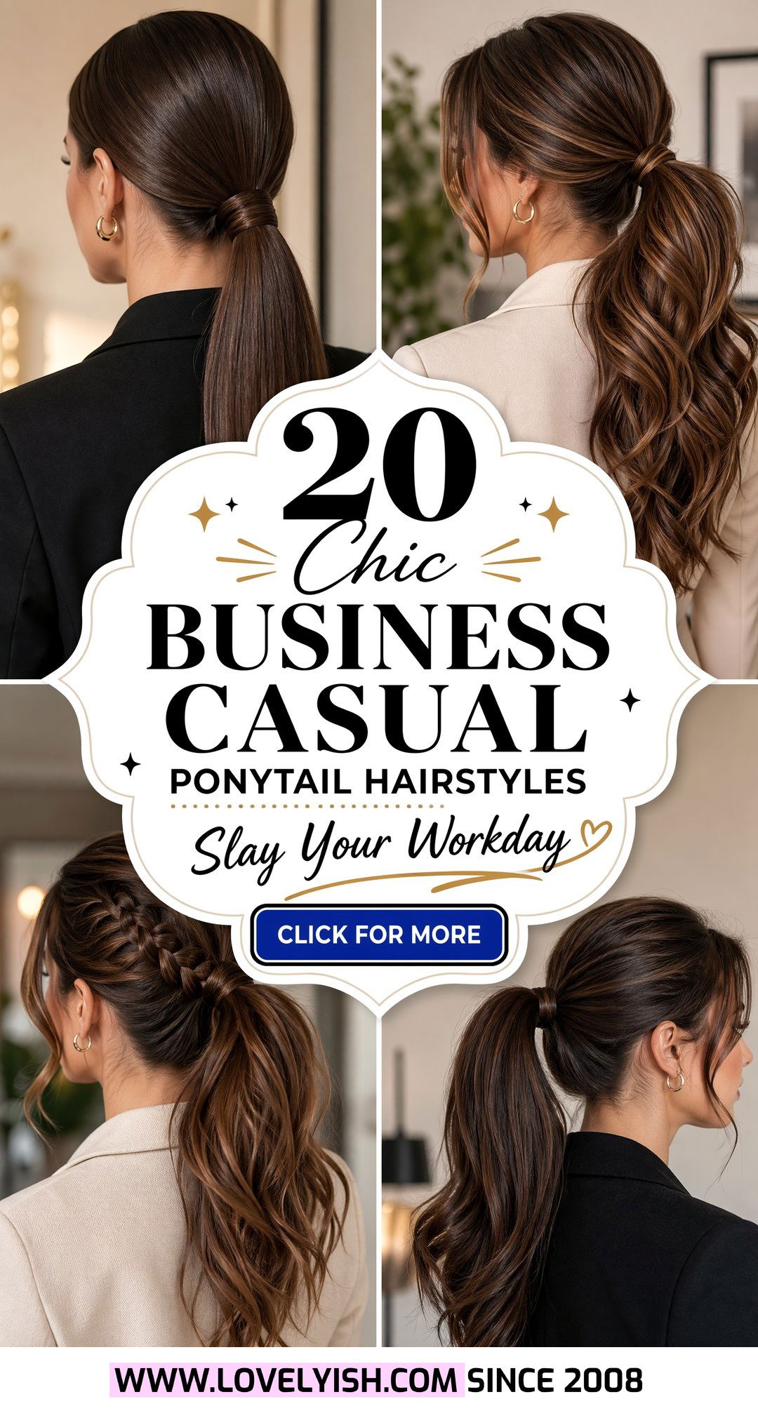20 Chic Business Casual Ponytail Hairstyle Ideas for Work - 20 Chic Business Casual Ponytail Hairstyle Ideas for Work