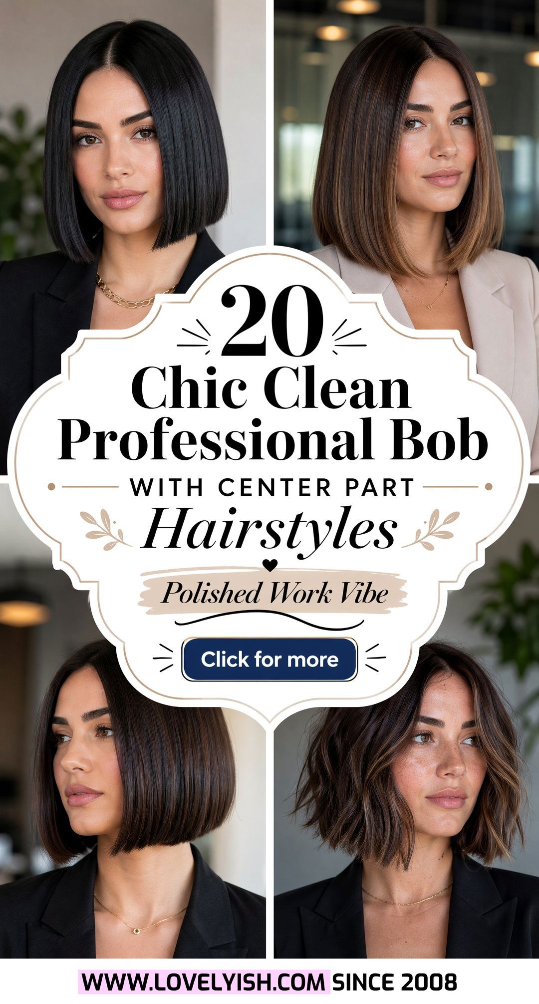 20 Chic Clean Professional Bob with Center Part Hairstyles - 20 Chic Clean Professional Bob with Center Part Hairstyles