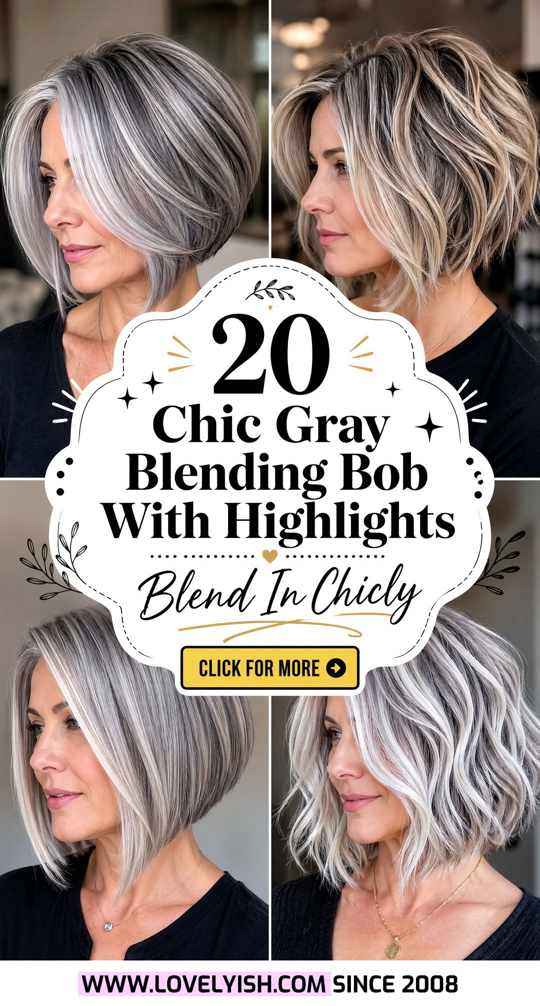 20 Chic Gray Blending Bob With Highlights To Try Right Now - 20 Chic Gray Blending Bob With Highlights To Try Right Now