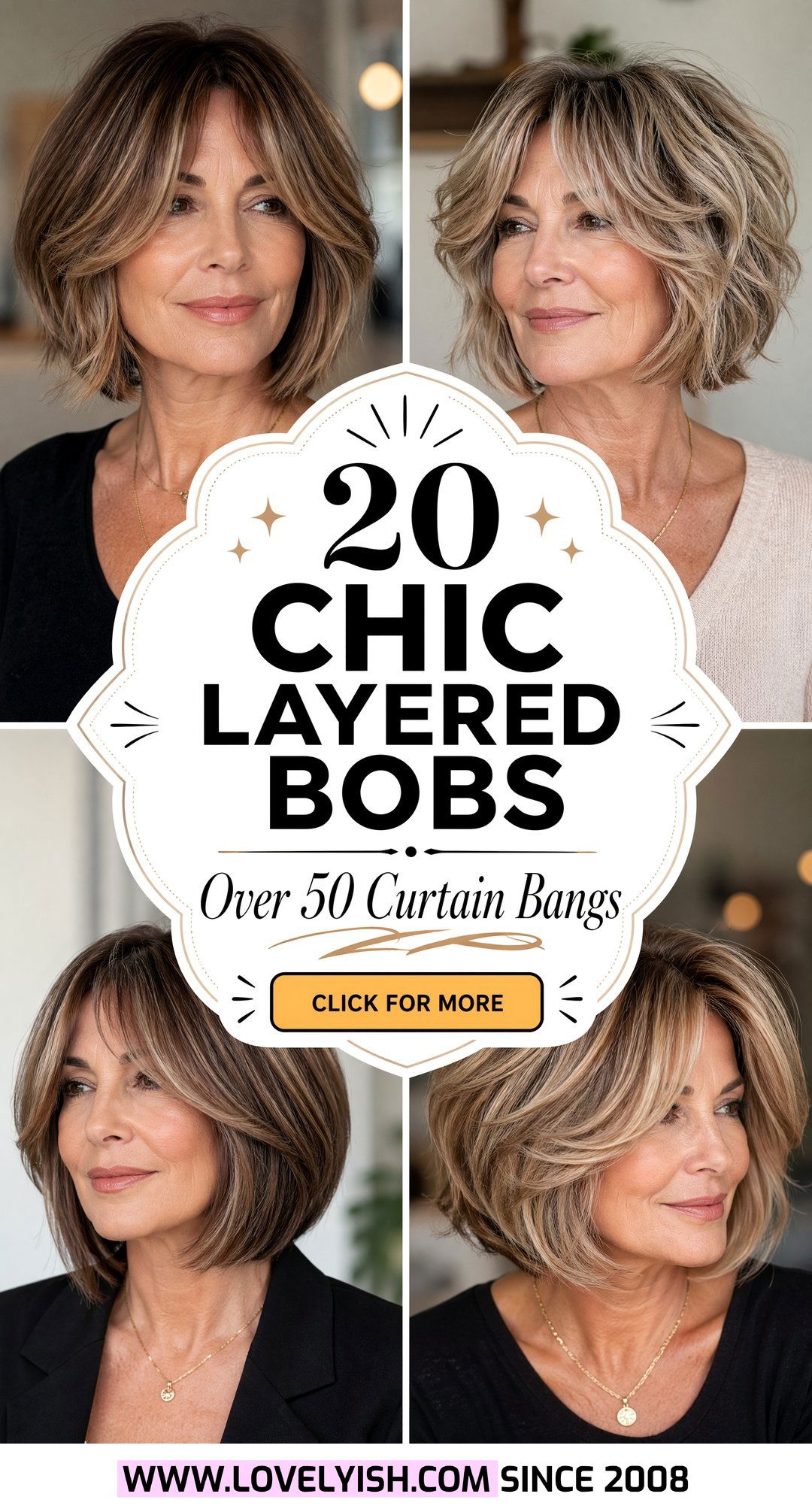 20 Chic Layered Bob With Curtain Bangs for Women Over 50 - 20 Chic Layered Bob With Curtain Bangs for Women Over 50