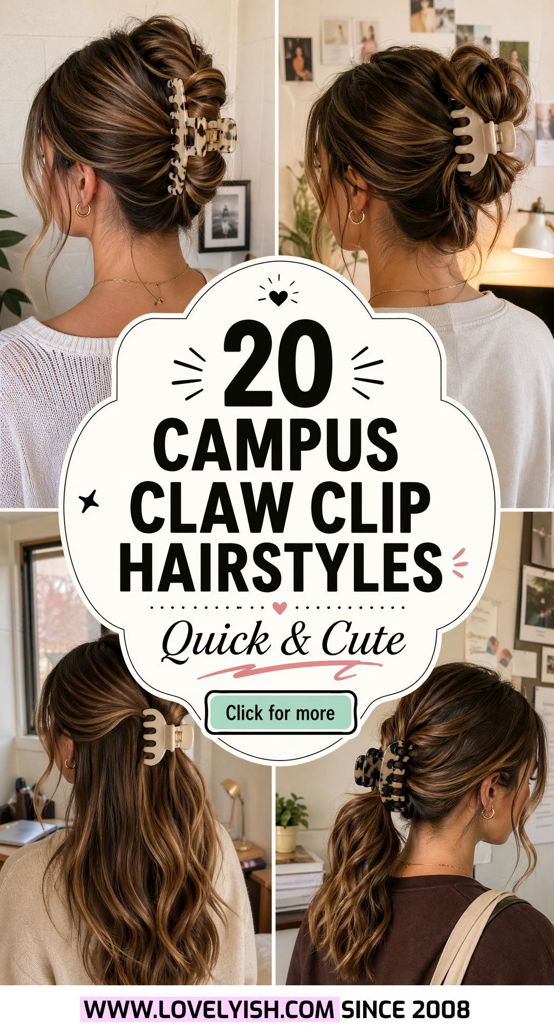 20 Cute Campus Claw Clip Hairstyle Ideas for Busy Mornings - 20 Cute Campus Claw Clip Hairstyle Ideas for Busy Mornings