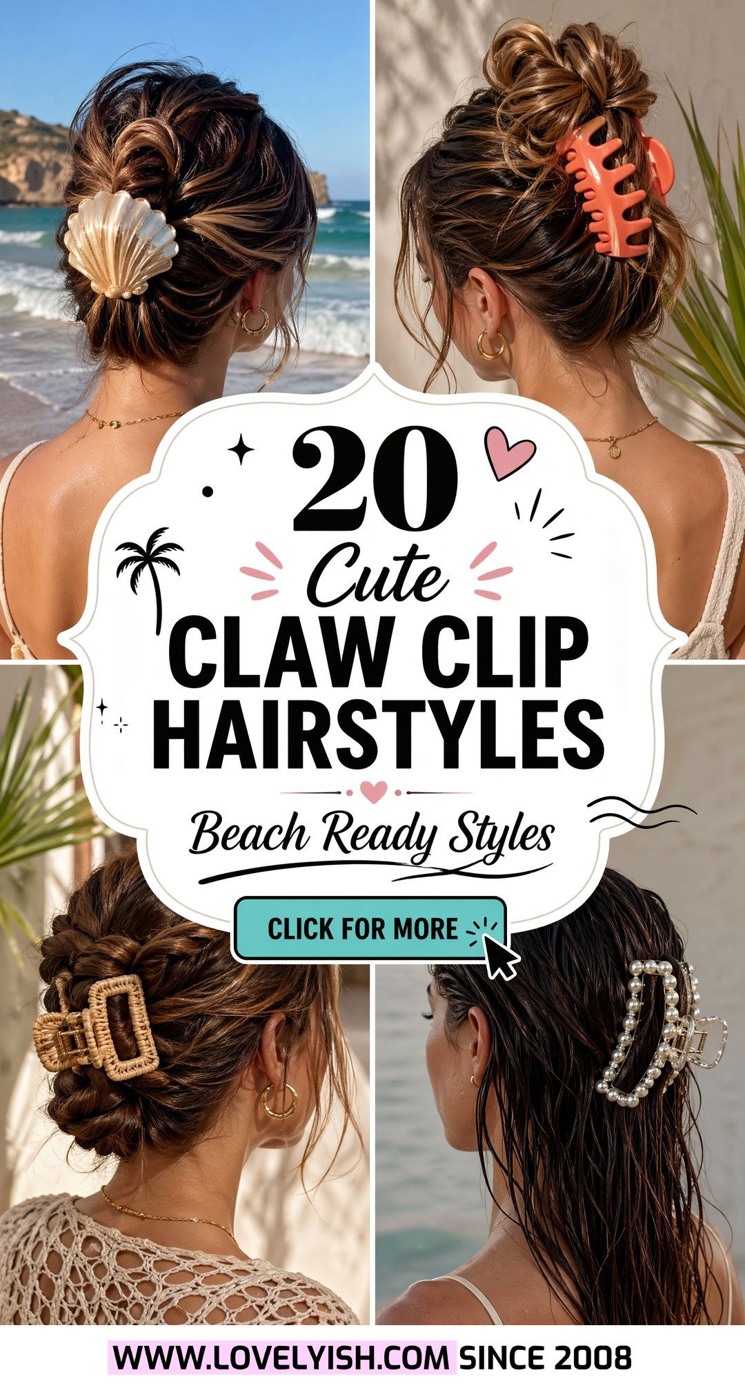20 Cute Claw Clip Hairstyle Ideas for Your Beach Vacation - 20 Cute Claw Clip Hairstyle Ideas for Your Beach Vacation
