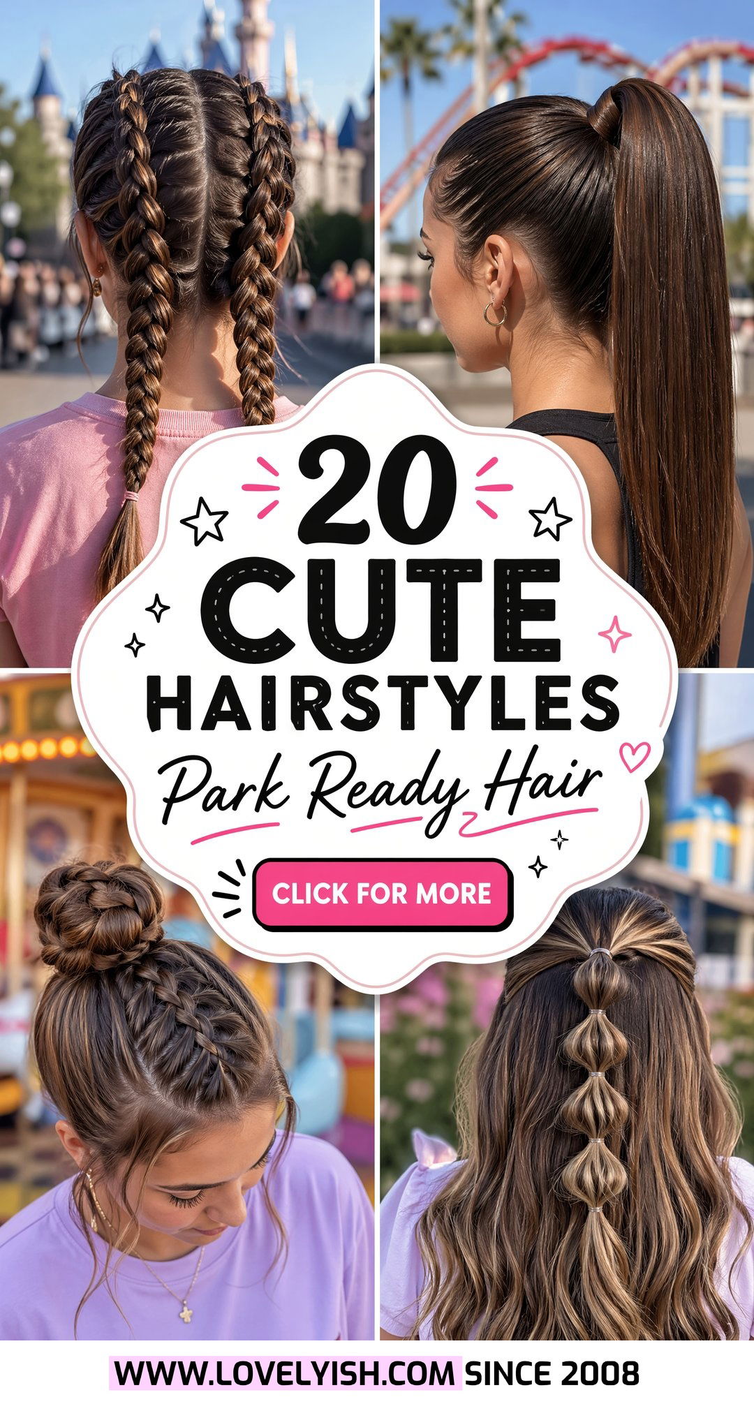 20 Cute Hairstyle Ideas for Your Next Amusement Park Trip - 20 Cute Hairstyle Ideas for Your Next Amusement Park Trip
