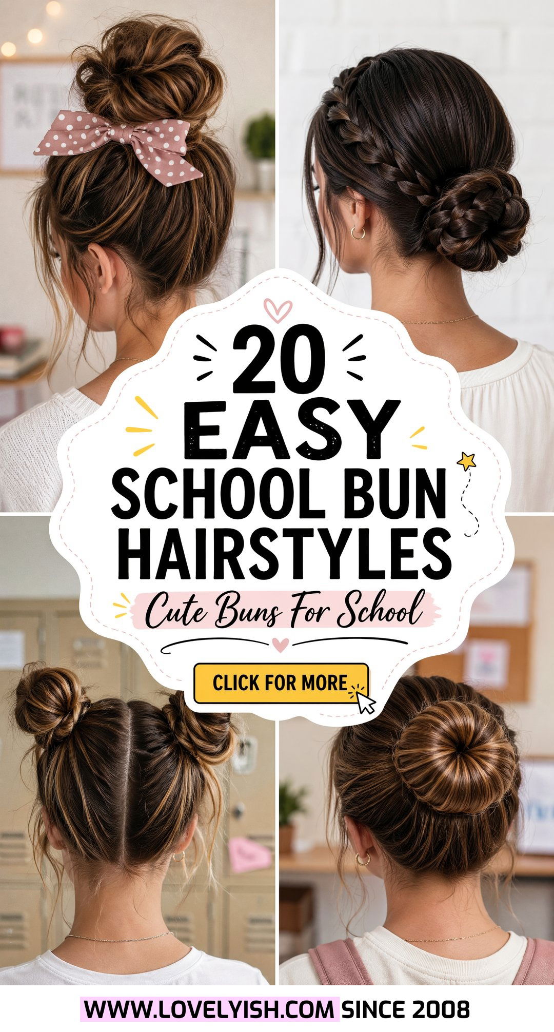 20 Cute and Easy School Bun Hairstyle Ideas for Girls to Try - 20 Cute and Easy School Bun Hairstyle Ideas for Girls to Try
