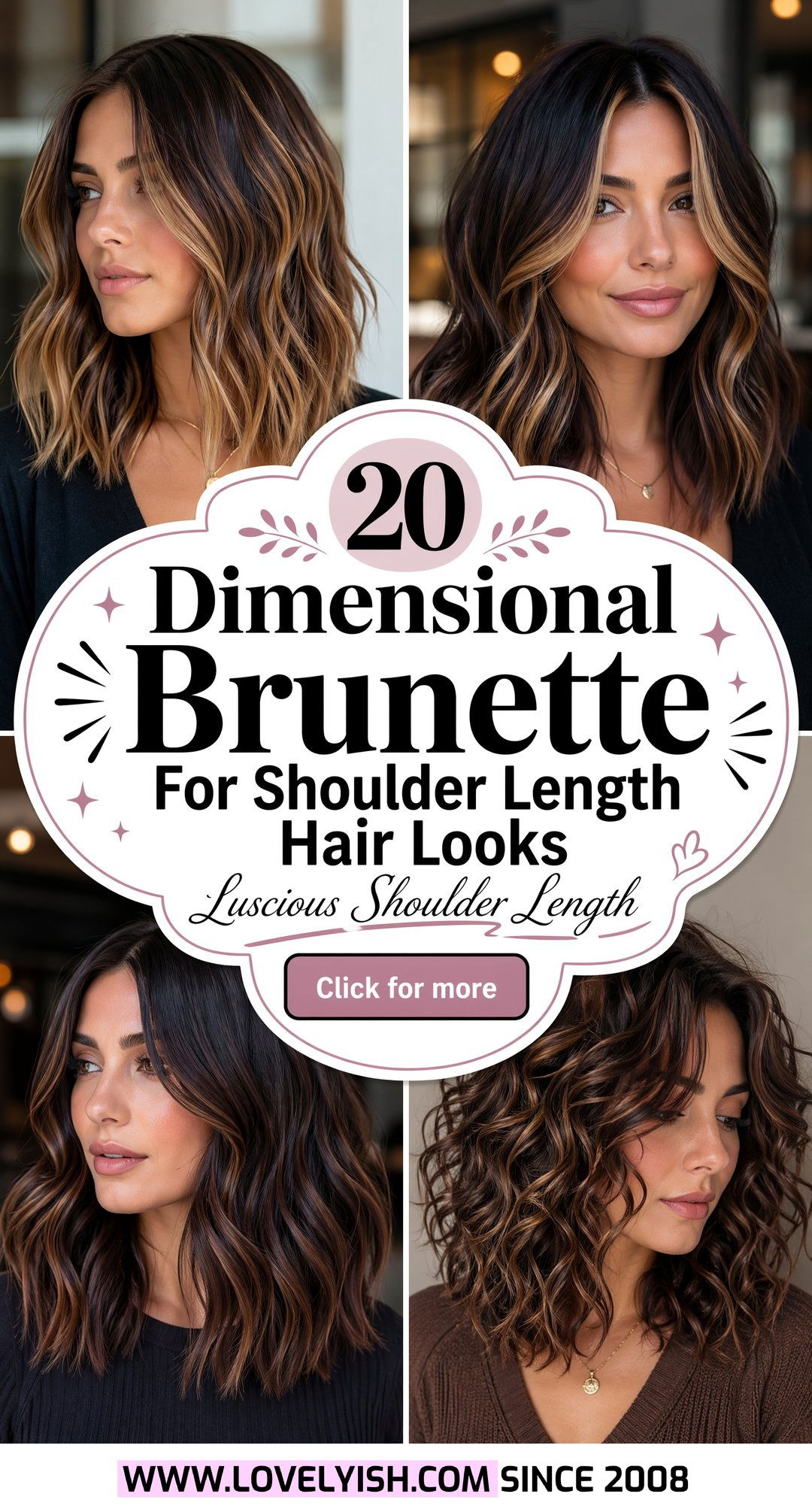 20 Dimensional Brunette For Shoulder Length Hair Looks - 20 Dimensional Brunette For Shoulder Length Hair Looks