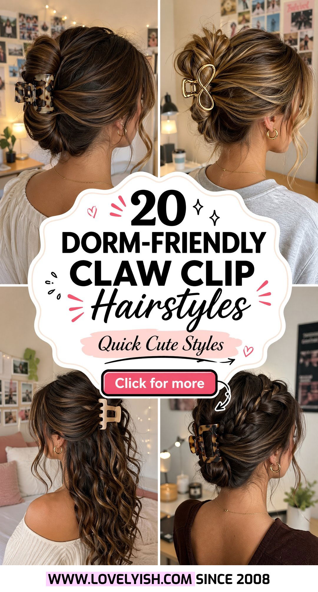 20 Dorm-Friendly Claw Clip Hairstyle Ideas for Students - 20 Dorm-Friendly Claw Clip Hairstyle Ideas for Students
